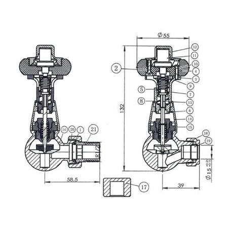 Maesta Black Nickel Traditional TRV Corner Thermostatic Radiator Valves With Lockshield