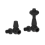 Maesta Matte Black Traditional TRV Corner Thermostatic Radiator Valves With Lockshield