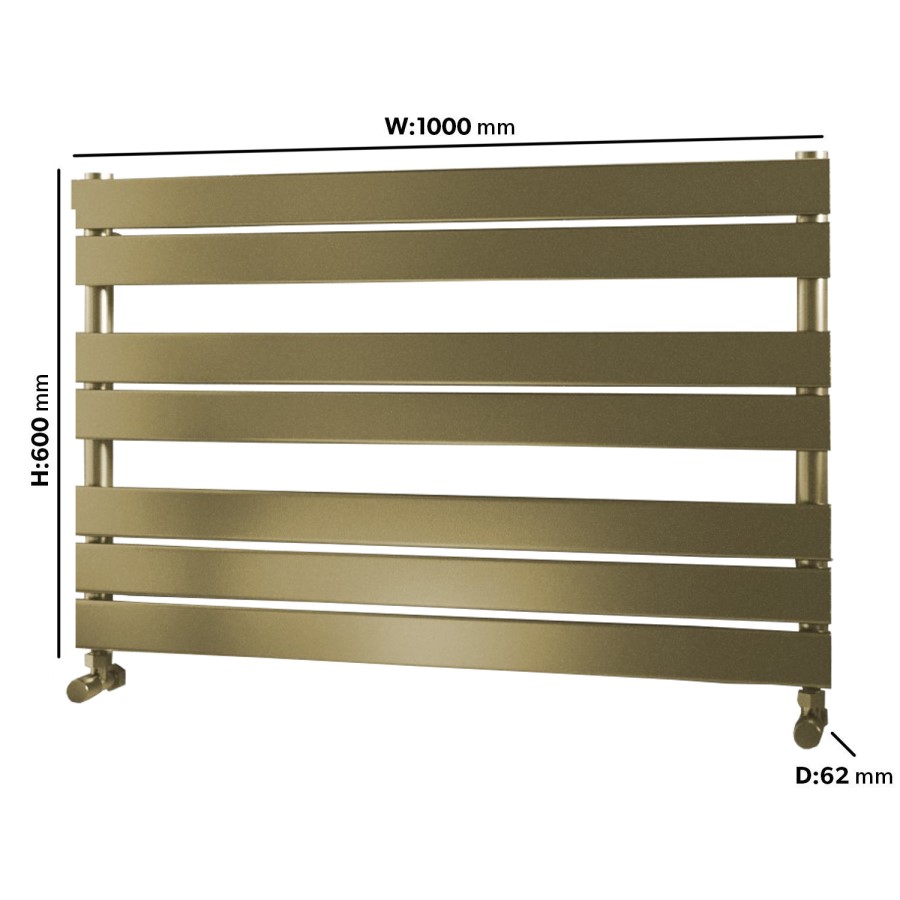 GRADE A1 - Brass Horizontal Towel Radiator 600 x 1000mm - Tundra