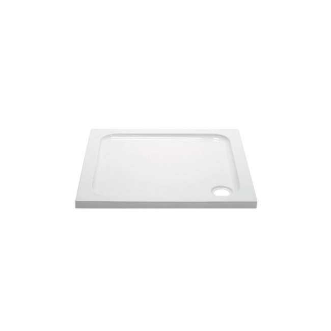 760x760mm White Acrylic Capped Stone Resin Square Shower Tray - Pearl