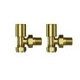 Brushed Brass Round Angled Radiator Valves - Tundra - For Pipework Which Comes From The Wall