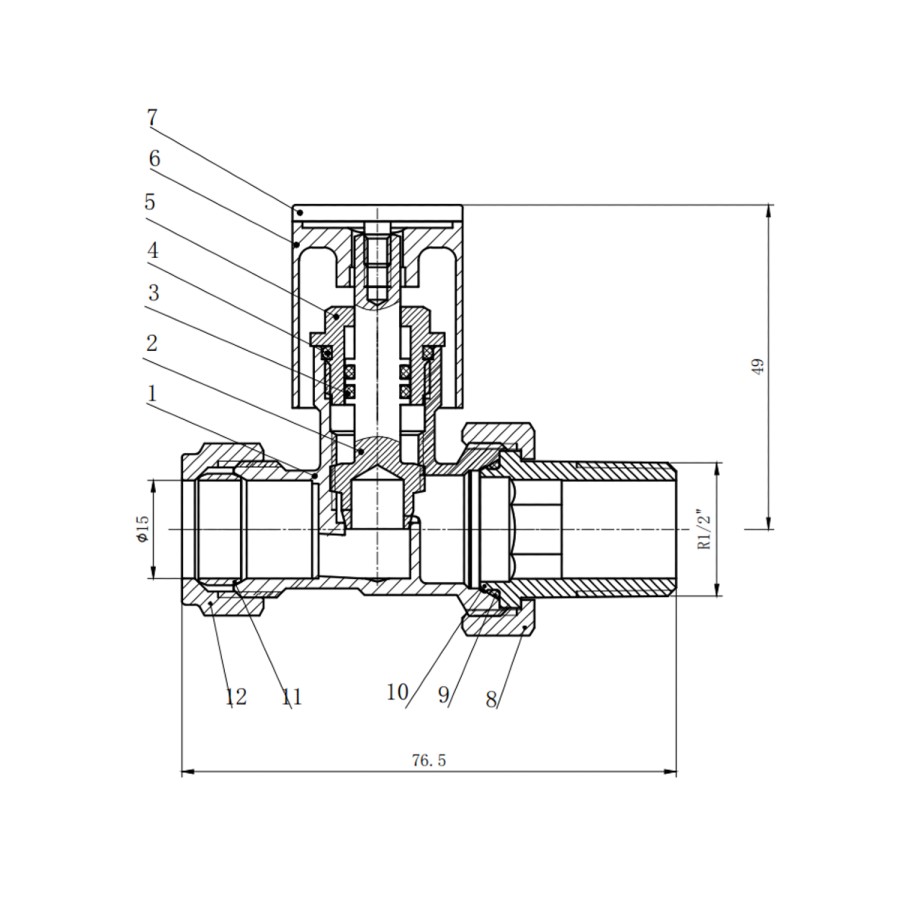 GRADE A2 - Brushed Brass Round Straight Radiator Valves - Tundra - For Pipework Which Comes From The Floor