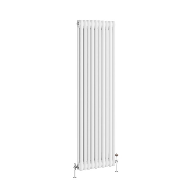 Reggio White Vertical Double Column Traditional Radiator 1500x470mm 3715 BTU - Cast Iron Style