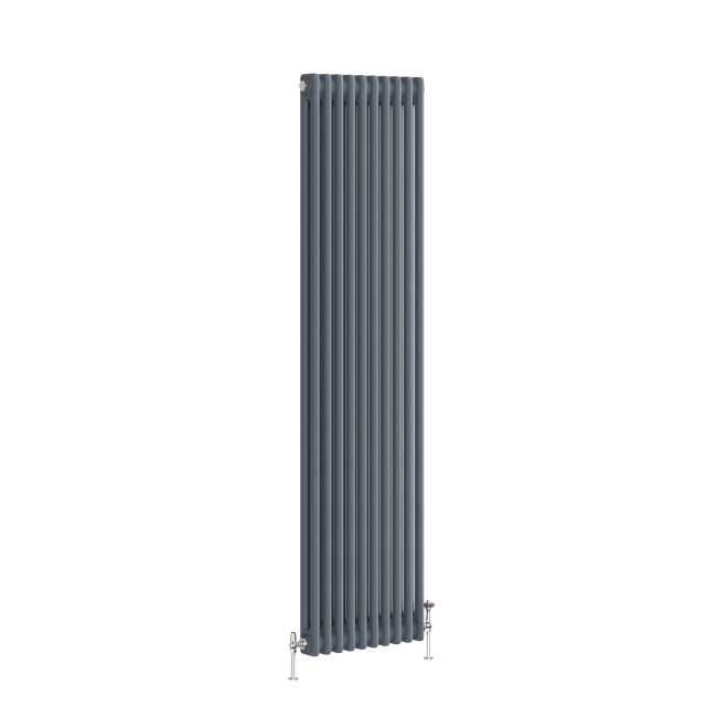 Reggio Anthracite Vertical Double Column Traditional Radiator 1800x470mm 4399 BTU - Cast Iron Style