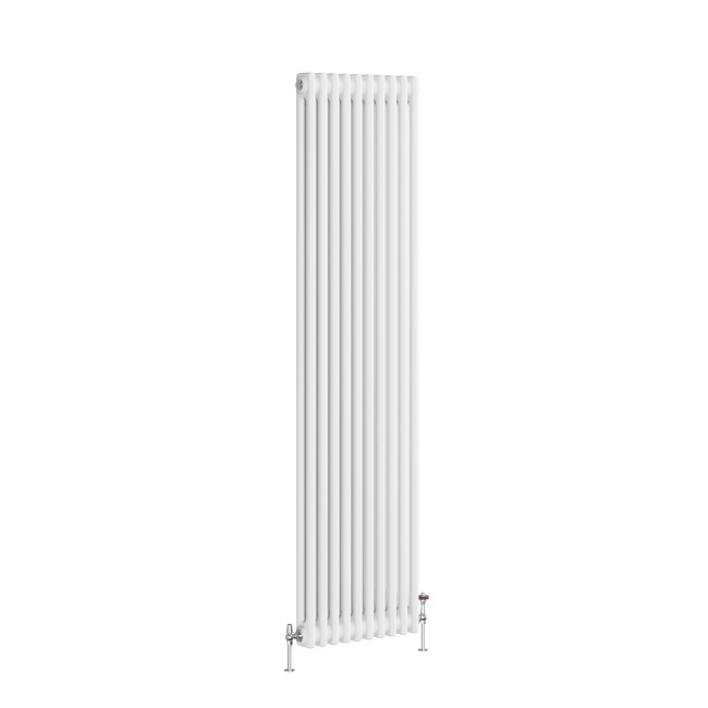 Reggio White Vertical Double Column Traditional Radiator 1800x470mm 4399 BTU - Cast Iron Style