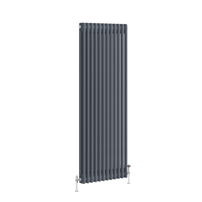 Reggio Anthracite Vertical Double Column Traditional Radiator 1500x560mm 4458 BTU - Cast Iron Style