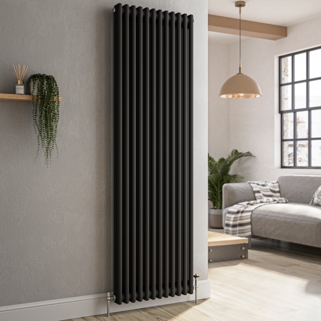 Reggio Midnight Black Vertical Double Column Traditional Radiator 1800x560mm 5279 BTU - Cast Iron Style