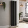 Reggio Midnight Black Vertical Double Column Traditional Radiator 1500x380mm 2972 BTU - Cast Iron Style