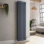 Reggio Anthracite Vertical Double Column Traditional Radiator 1500x380mm 2972 BTU - Cast Iron Style