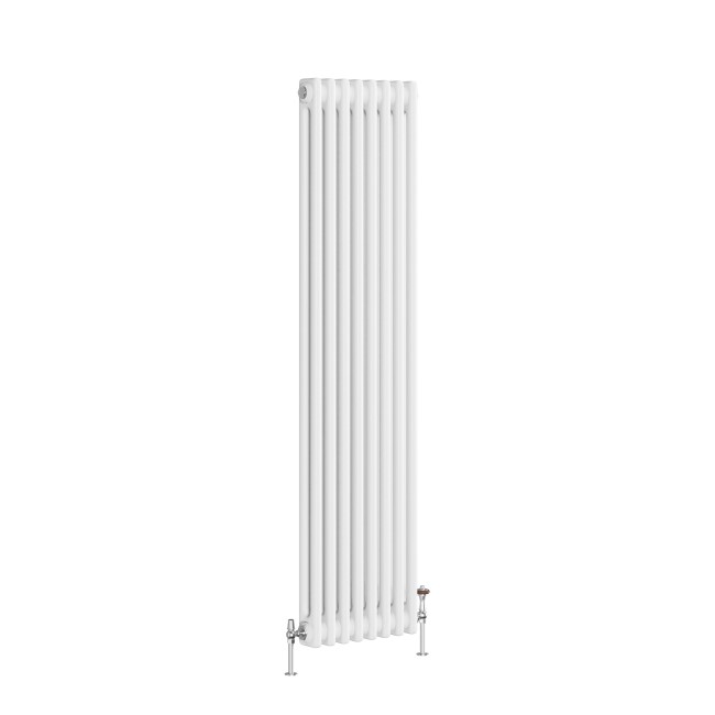 Reggio White Vertical Double Column Traditional Radiator 1500x380mm 2972 BTU - Cast Iron Style