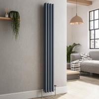 Reggio Anthracite Vertical Triple Column Traditional Radiator 1500x200mm 1875 BTU - Cast Iron Style