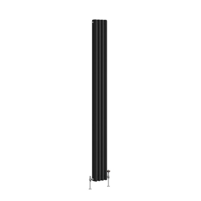 Reggio Midnight Black Vertical Triple Column Traditional Radiator 1800x200mm 2218 BTU - Cast Iron Style