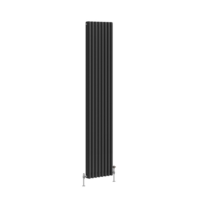 Reggio Midnight Black Vertical Triple Column Traditional Radiator 1800x380mm 4436 BTU - Cast Iron Style