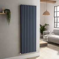 Sorrento Anthracite Vertical Oval Designer Radiator 1600x590mm Double Panel 5585 BTU