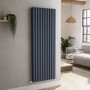 Sorrento Anthracite Vertical Oval Designer Radiator 1600x590mm Double Panel 5585 BTU