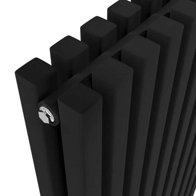 Ravello Midnight Black Vertical Square Designer Radiator 1800x450mm Double Panel 5357 BTU