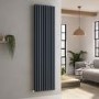 Ravello Anthracite Vertical Square Designer Radiator 1800x450mm Double Panel 5357 BTU