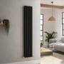 Riace Midnight Black Vertical Flat Designer Radiator 1600x272mm Double Panel 2458 BTU