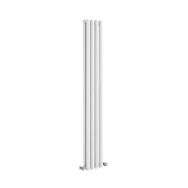 Sorrento White Vertical Oval Designer Radiator 1600x236mm Double Panel 2234 BTU