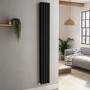 Sorrento Midnight Black Vertical Oval Designer Radiator 1800x236mm Double Panel 2491 BTU