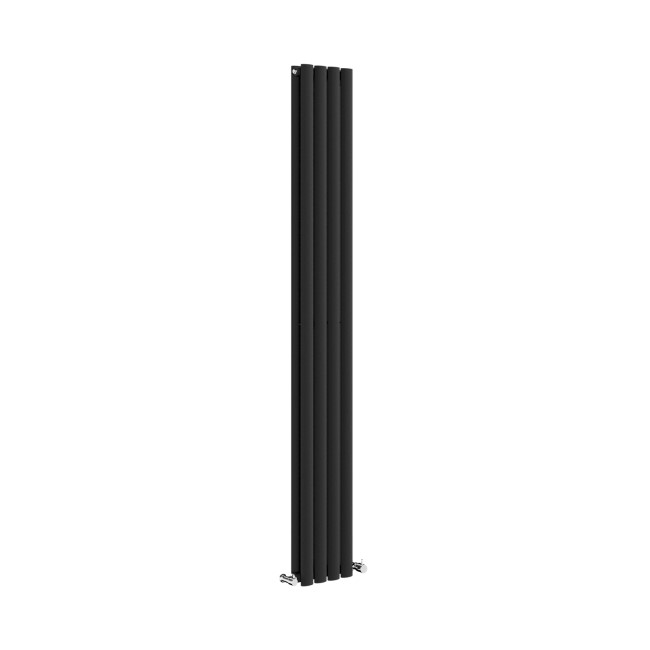 Sorrento Midnight Black Vertical Oval Designer Radiator 1800x236mm Double Panel 2491 BTU