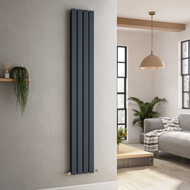 Riace Anthracite Vertical Flat Designer Radiator 1800x272mm Double Panel 2778 BTU