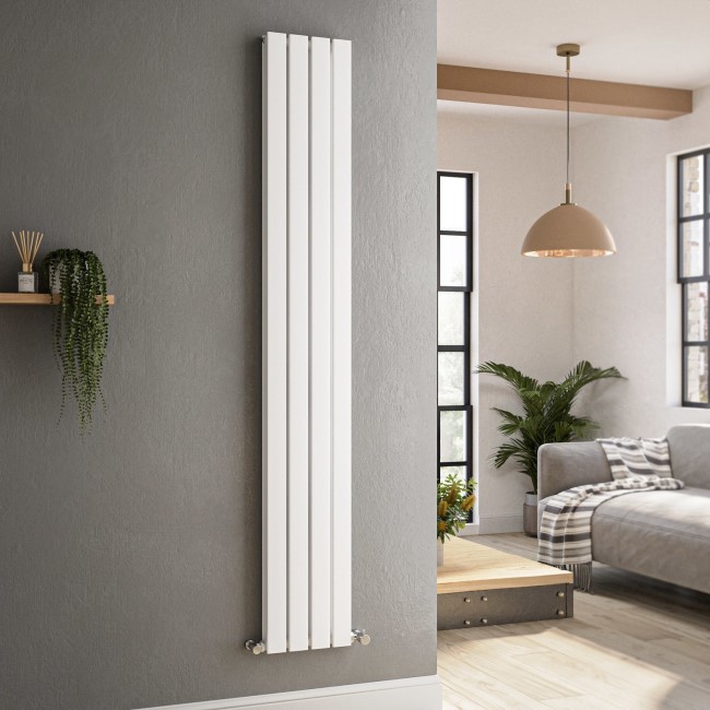 Riace White Vertical Flat Designer Radiator 1800x272mm Double Panel 2778 BTU