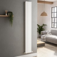 Sorrento White Vertical Oval Designer Radiator 1800x236mm Double Panel 2491 BTU