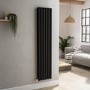 Sorrento Midnight Black Vertical Oval Designer Radiator 1600x354mm Double Panel 3351 BTU