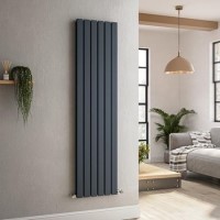 Riace Anthracite Vertical Flat Designer Radiator 1600x408mm Double Panel 3687 BTU