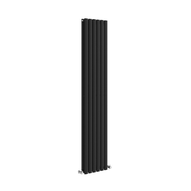 Sorrento Midnight Black Vertical Oval Designer Radiator 1800x354mm Double Panel 3737 BTU