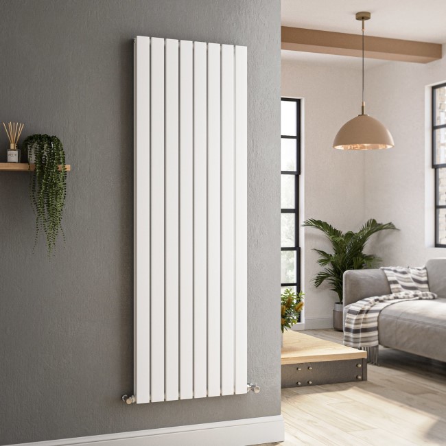 Riace White Vertical Flat Designer Radiator 1600x544mm Double Panel 4916 BTU