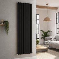 Riace Midnight Black Vertical Flat Designer Radiator 1800x544mm Double Panel 5557 BTU