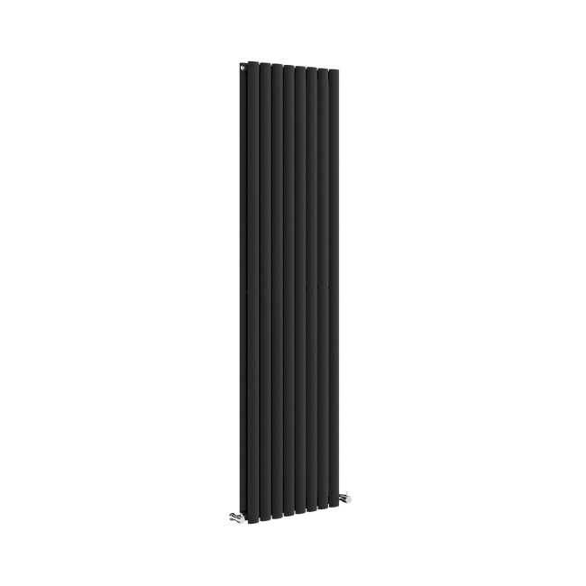 Sorrento Midnight Black Vertical Oval Designer Radiator 1800x472mm Double Panel 4983 BTU