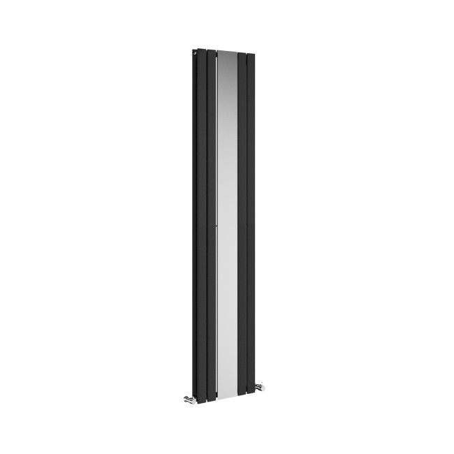 Specchio Midnight Black Vertical Flat Designer Radiator with Mirror 1800x385mm Double Panel 3541 BTU