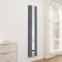 Specchio Anthracite Vertical Flat Designer Radiator with Mirror 1800x385mm Double Panel 3541 BTU