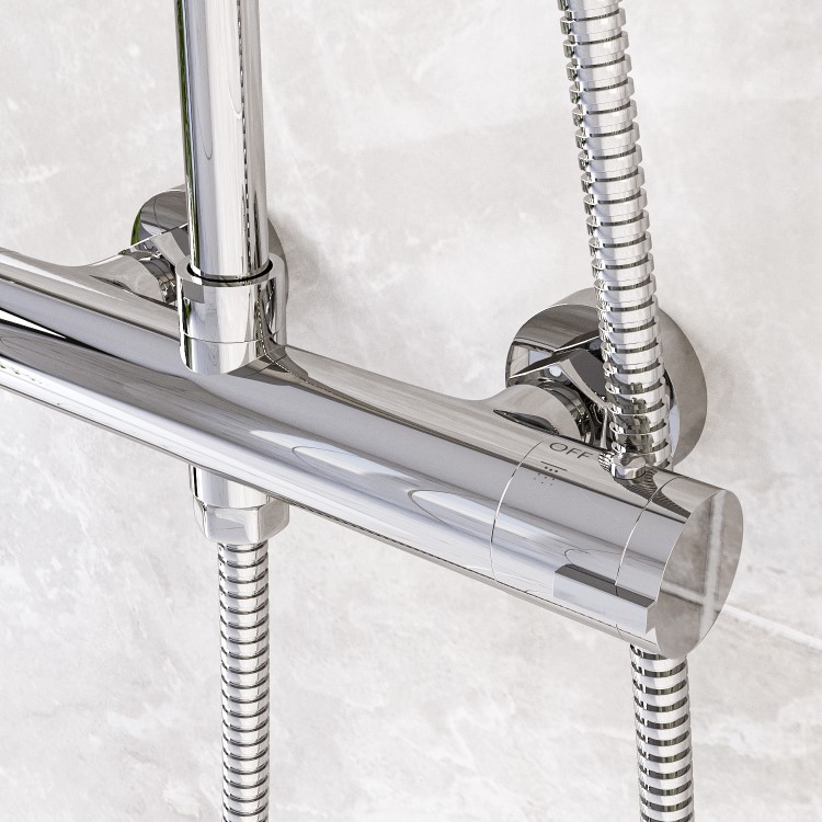 Chrome Mixer Shower with Freestanding Bath and Basin Tap Set - Arissa