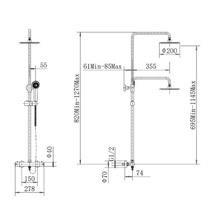 Chrome Mixer Shower with Freestanding Bath and Basin Tap Set - Arissa