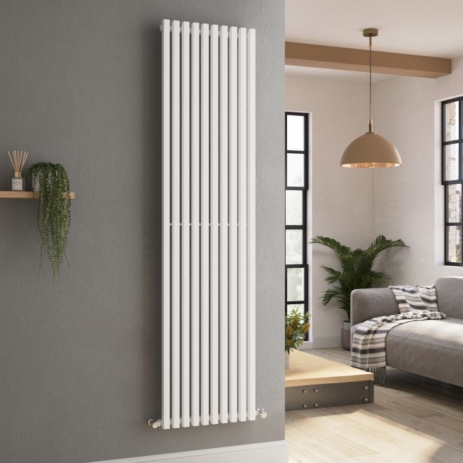 Ravello White Vertical Square Designer Radiator 1800x450mm Single Panel 3618 BTU