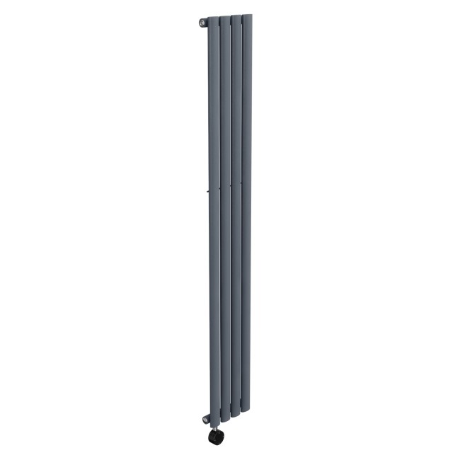 Anthracite Electric Vertical Designer Radiator 1kW with Wi-Fi Thermostat - H1600xW236mm - IPX4 Bathroom Safe