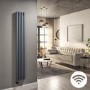 Anthracite Electric Vertical Designer Radiator 1kW with Wi-Fi Thermostat - H1600xW236mm - IPX4 Bathroom Safe