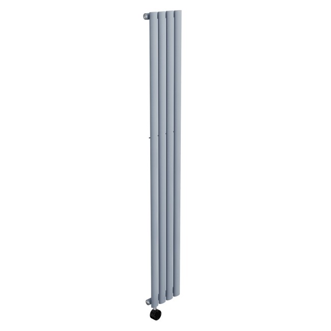 Light Grey Electric Vertical Designer Radiator 1kW with Wi-Fi Thermostat - H1600xW236mm - IPX4 Bathroom Safe