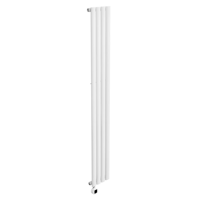 White Electric Vertical Designer Radiator 1kW with Wi-Fi Thermostat - H1600xW236mm - IPX4 Bathroom Safe