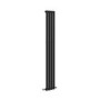 Sorrento Midnight Black Vertical Oval Designer Radiator 1600x236mm Single Panel 1521 BTU