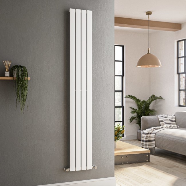 Riace White Vertical Flat Designer Radiator 1800x272mm Single Panel 1803 BTU