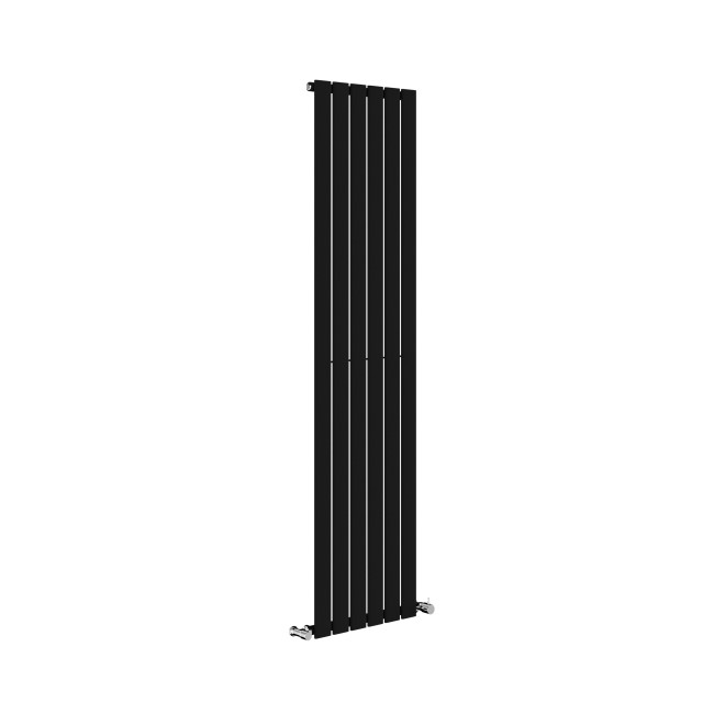 Riace Midnight Black Vertical Flat Designer Radiator 1600x408mm Single Panel 2442 BTU