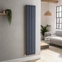 Sorrento Anthracite Vertical Oval Designer Radiator 1600x354mm Single Panel 2282 BTU