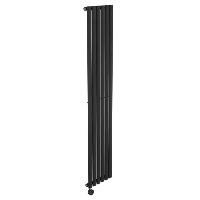 Midnight Black Electric Vertical Designer Radiator 2kW with Wi-Fi Thermostat - H1800xW354mm - IPX4 Bathroom Safe