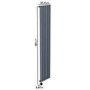 Anthracite Electric Vertical Designer Radiator 2kW with Wi-Fi Thermostat - H1800xW354mm - IPX4 Bathroom Safe