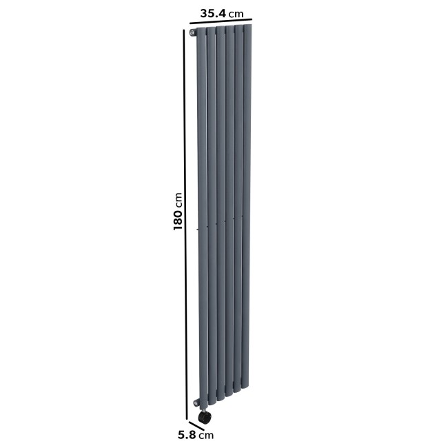 Anthracite Electric Vertical Designer Radiator 2kW with Wi-Fi Thermostat - H1800xW354mm - IPX4 Bathroom Safe